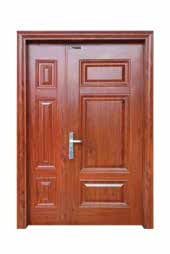 Cửa Thép Vân Gỗ 2 Cánh Lệch KL21_02